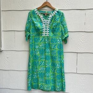 Lilly Pulitzer Blue & Green Floral Dress - Size 14